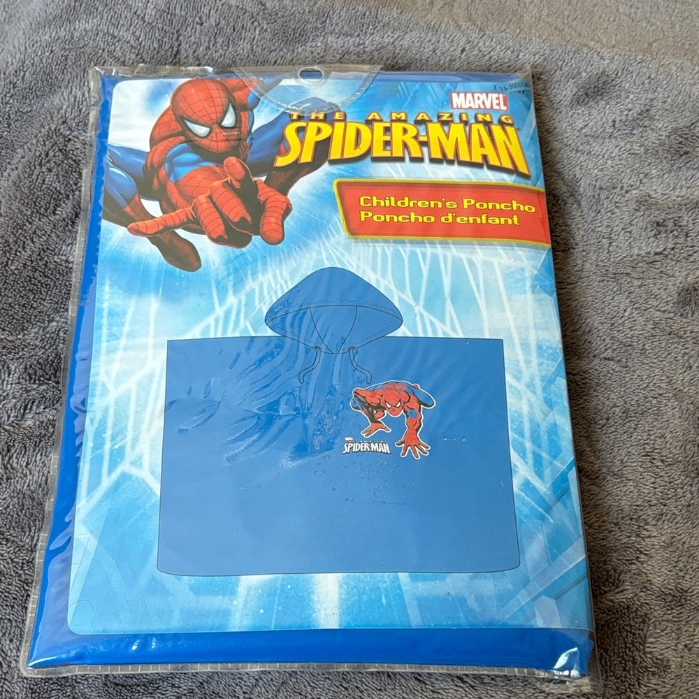 💐Marvel Kids Spider-Man Blue Hooded Rain Poncho